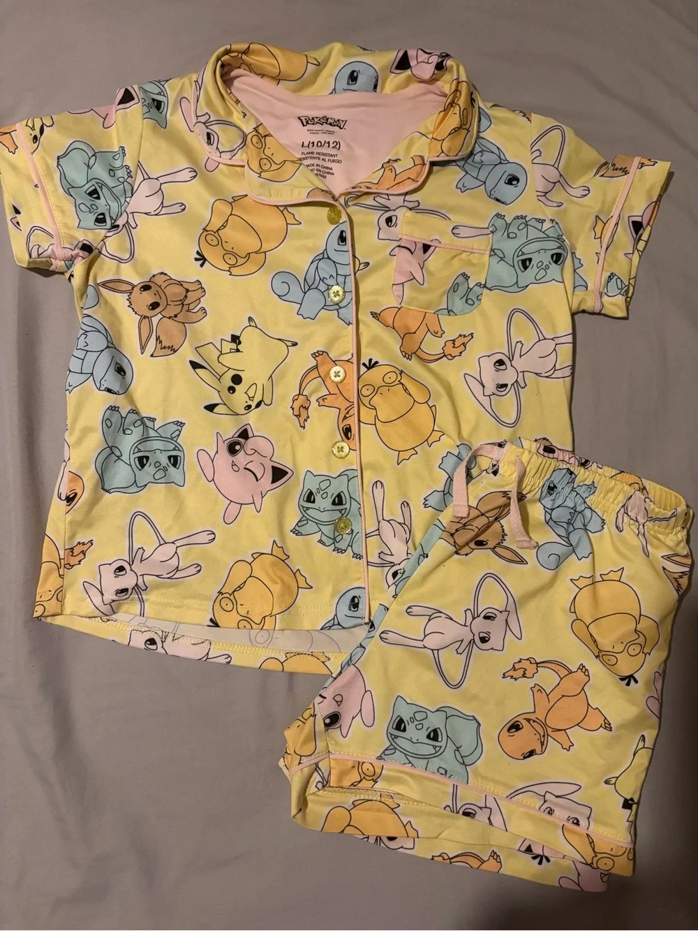 Pokemon Yellow Girls Pajama Set